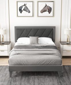 Giantex Velvet Bed Frame with Headboard Modern Upholstered Platform