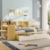 Low Twin Bed Frame for Kids with 2 Tier Headboard and LED Light 3