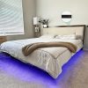 YITAHOME Queen Floating Bed Frame with RGB LED Lights and USB Charging