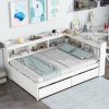 Queen Wood Bed Frame with Upholstered Platform and Tall Headboard 4