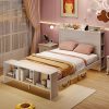 Queen Size Bed Frame with Storage and USB Ports, Metal Platform 3