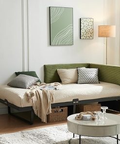 Cream Twin Size Corduroy Daybed Frame for Kids and Teens Rooms