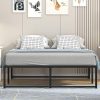 Vintage Queen Bed Frame with Wood Headboard and Metal Slats Support 3