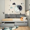 Twin Size Wooden Floor House Bed Frame with Roof for Kids 3
