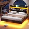 YITAHOME Queen Floating Bed Frame with RGB LED Lights and USB Charging 3