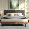 King Size Bed Frame Adjustable Height Headboard Mid Century Modern Design 4