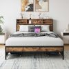 Harper Bright Queen Size Solid Wood Bed Frame with Headboard Gray 3