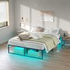 Queen Size Lift Up Storage Bed Frame with Velvet Wingback Design 3