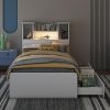 Queen Platform Bed with Upholstered Frame and Curved Headboard 4