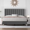 Heavy Duty Full Size Bed Frame with Modern Wood Headboard Black 4