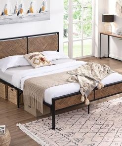 Airdown Full Bed Frame with Wood Headboard and Underbed Storage