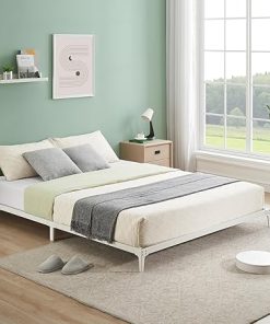 Metal Queen Bed Frame Low Platform Easy Assembly Heavy Duty Support