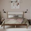 Full Size Wood Platform Bed Frame for Kids White Retro Design 4