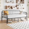 KOMFOTT Wood Twin Over Full House Bunk Bed Frame with Ladder Grey 4