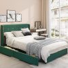 Full Size Rubber Wood Platform Bed Frame with Storage for Bedroom, Heavy Duty Bed Frame with Solid Wooden Slat Support Wood Foundation No Box Spring Needed, 74.5” x 53.5” x 14” 4