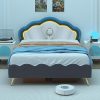 Vintage Velvet Full Size Bed Frame with Storage Drawers No Box Spring 3