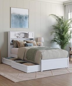 AFI Hadley Twin XL Platform Bed with Storage Drawers in White