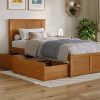 Queen Size Upholstered Platform Bed Frame with Twin XL Trundle 3