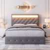 Queen Size Tufted Upholstered Bed Frame with Wingback and Storage 4