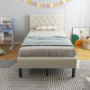 SHA CERLIN Queen Size Upholstered Bed Frame with Adjustable Headboard 4