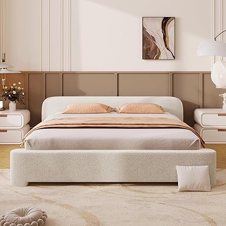Modern Queen Size Bed Frame with Headboard Soft Rounded Corners 2 Modern Queen Size Bed Frame with Headboard Soft Rounded Corners - Image 2