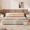 Queen Size Upholstered Bed Frame with LED Lights and Crown Headboard 3