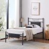 King Size Upholstered Platform Bed Frame with Headboard Easy Assembly 4
