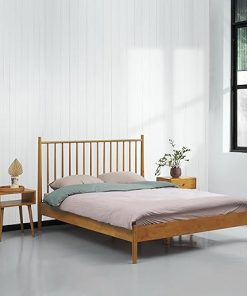 NTC Inno King Wooden Bed Frame with Headboard Durable Rustic Oak