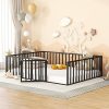 Queen Size Metal Bed Frame with Fence and Door No Box Spring
