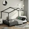 Queen Bed Frame with Charging Station LED Lights and Storage in Mahogany 4