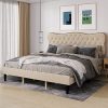 AOCOROE Twin Wood Bed Frame with Headboard and Slats in Espresso 3