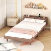 VECELO Full Size Bed Frame Metal Platform with Wooden Headboard 4