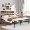 Modern Upholstered Queen Bed Frame in Dark Grey Charcoal Linen 4