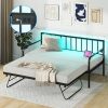 Queen Size Wooden Bed Frame with Bookcase and Storage Upholstered Headboard 3