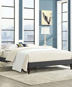 Modway Tessie Full Bed Frame with Upholstered Headboard and Slats Gray 2