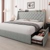 VECELO Metal Platform Bed Frame with Deluxe Headboard Full Black 4