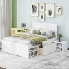 Queen Size Bed Frame with Charging Station and Upholstered Headboard 4
