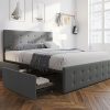Queen Bed Frame with Adjustable Headboard Heavy Duty Metal Wood Slats 4