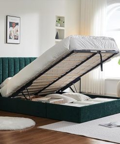 Modern Queen Size Hydraulic Storage Bed with Velvet Upholstered Frame 2