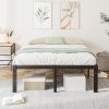 Modern Twin XL Faux Leather Bed Frame with Headboard in Black 3