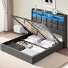 Queen Size Upholstered Bed Frame with Wingback and Storage Space 3