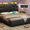 Japanese Floating Bed Frame with LED Lights, Queen Low Profile Design 3