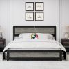 Industrial Queen Bed Frame with Headboard and Storage Drawers