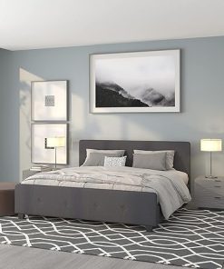 Flash Furniture Tribeca King Size Tufted Upholstered Platform Bed in Dark Gray Fabric