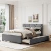 VECELO Full Size Upholstered Bed Frame with Adjustable Headboard Pink 3