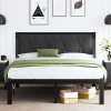 LINSY Farmhouse Queen Bed Frame with Headboard and High Footboard 4