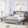 King Size Bed Frame with Storage Drawers and Tufted Upholstered Headboard 3