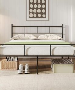 Heavy Duty 14 Inch Metal Bed Frame with Headboard and Storage