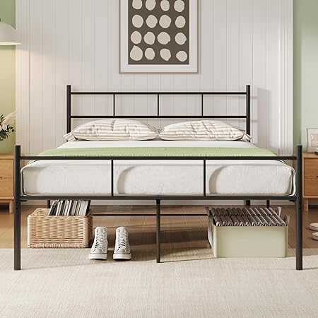 Heavy Duty 14 Inch Metal Bed Frame with Headboard and Storage Heavy Duty 14 Inch Metal Bed Frame with Headboard and Storage