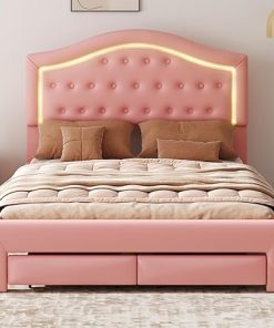 Merax Queen Bed Frame with Storage Drawers and Tufted Headboard Merax Queen Bed Frame with Storage Drawers and Tufted Headboard